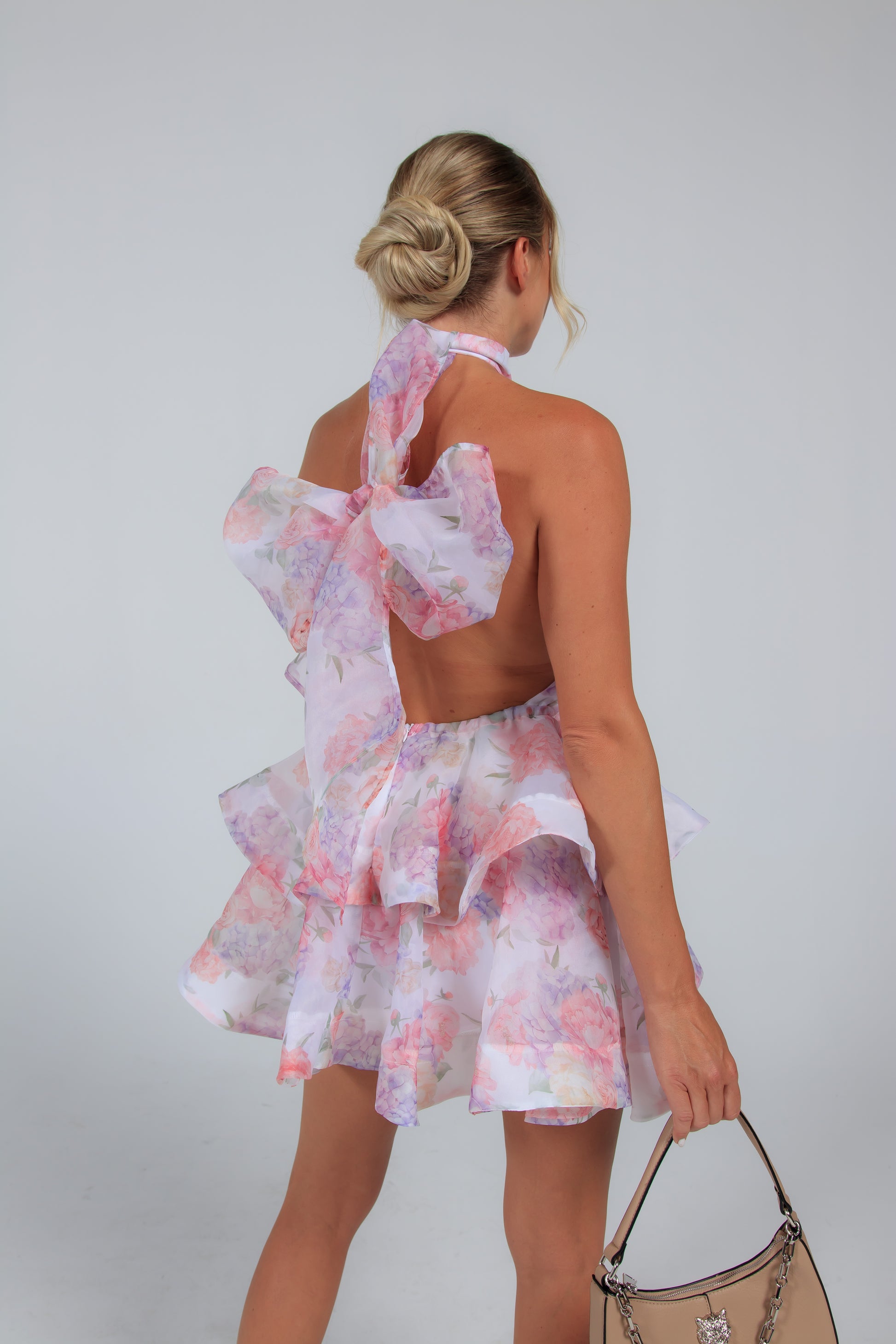 Floral print mini dress available for rent in size S-M